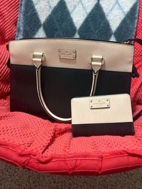 Kate Spade Two-Tone Black and Cream Tote with Matching Wallet